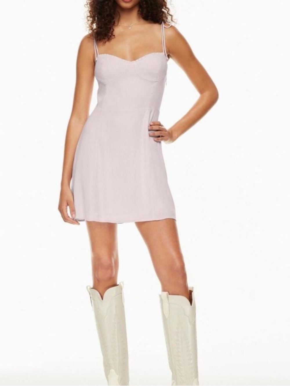 aritzia wilfred new fable mini dress morado grey